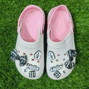 কিউট গোলাপি-সাদা ইভা মেটেরিয়াল এর তৈরি কার্টুন ক্রক্স ( সাইজ 36 - 40 )